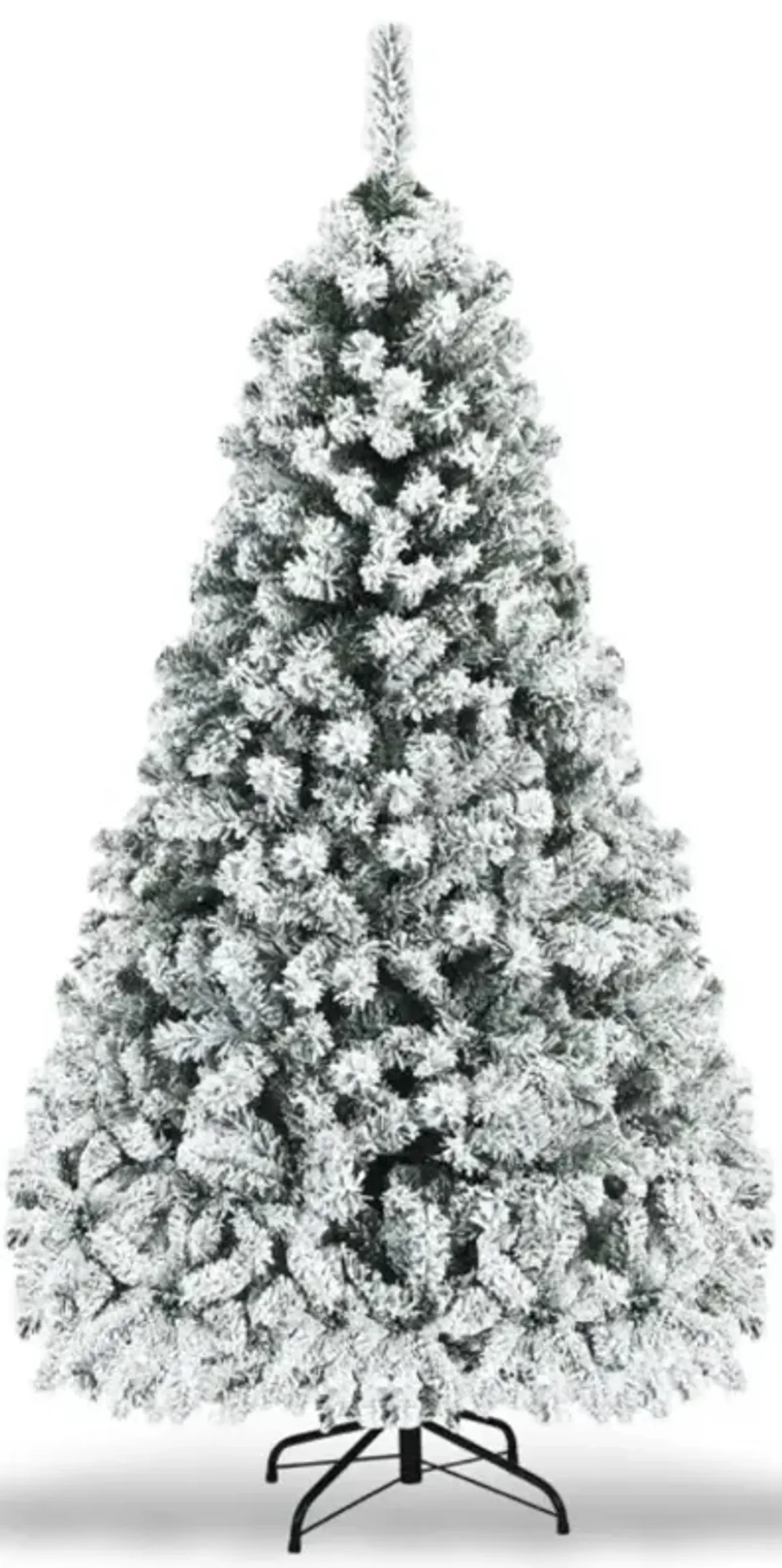 Hivvago Pre-Lit Premium Snow Flocked Hinged Artificial Christmas Tree