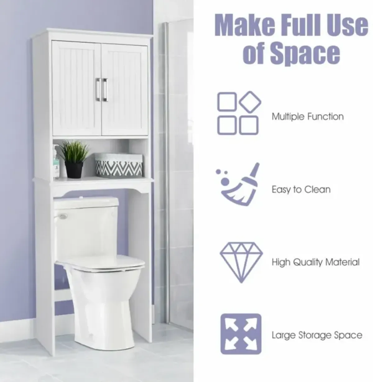 Hivvago Over Toilet Space Saver Bathroom Organizer with Storage Cabinet