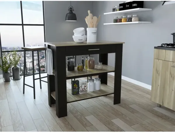 Streamdale Cala Kitchen Island - Black Light Oak