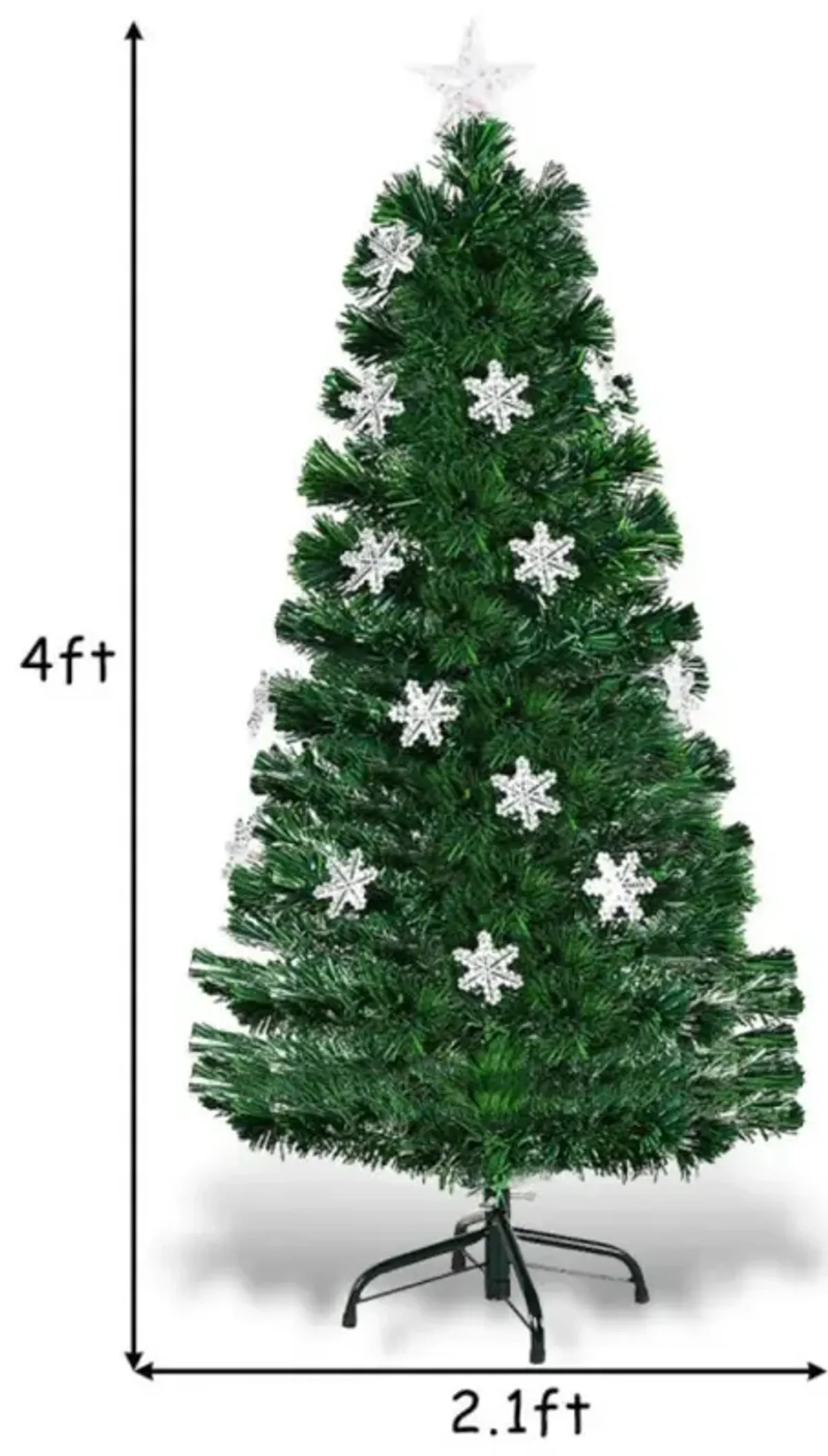 Hivvago 3/4/5/6 Feet LED Optic Artificial Christmas Tree with Snowflakes