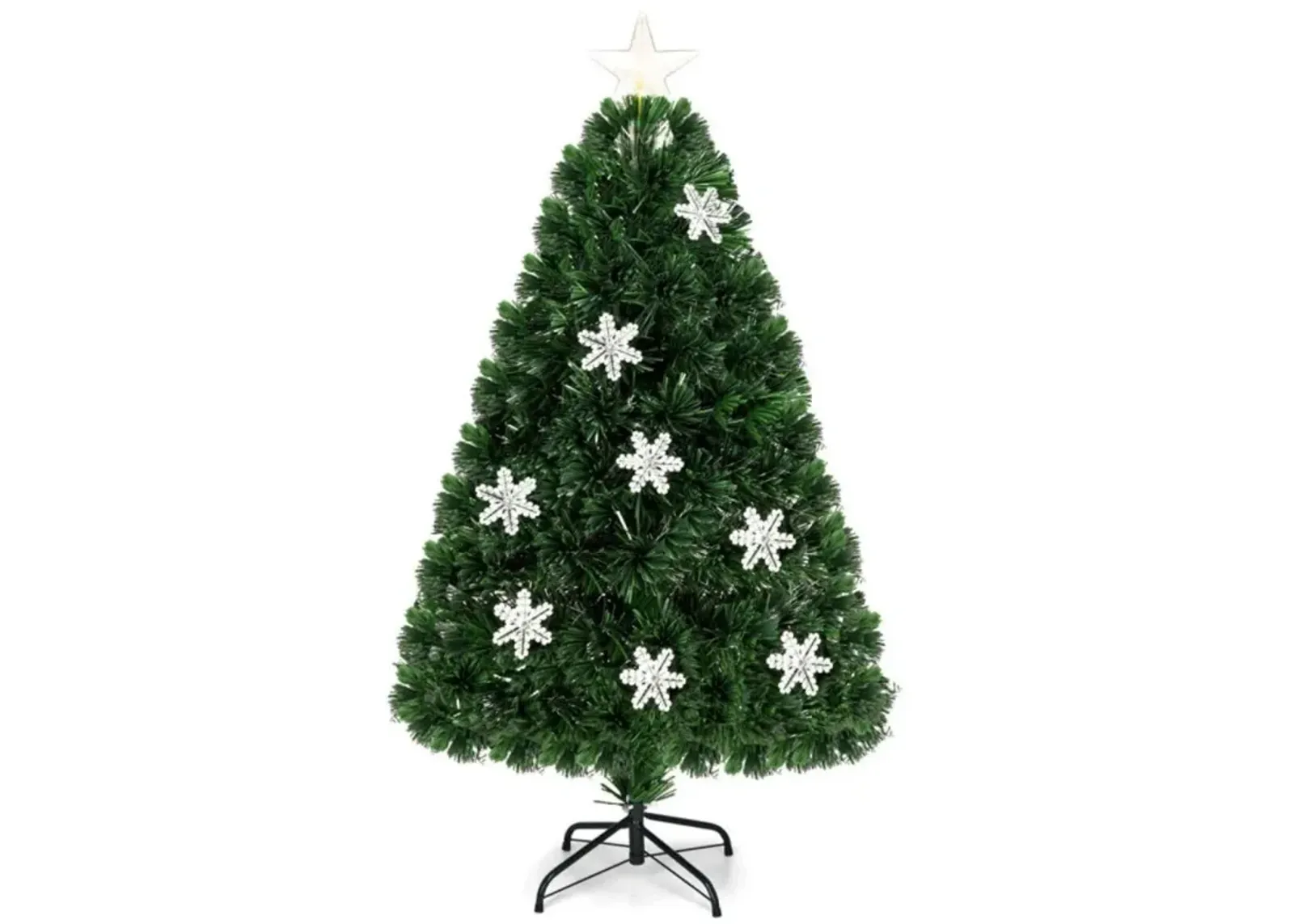 Hivvago 3/4/5/6 Feet LED Optic Artificial Christmas Tree with Snowflakes