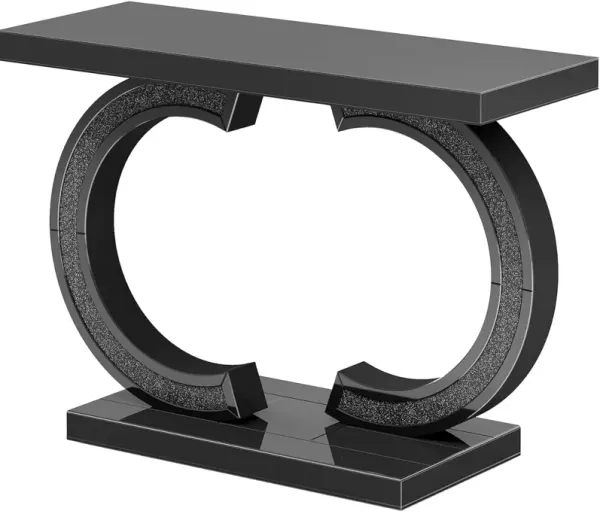 Tribesigns 39-inch Mirrored Console Table, Modern Black Entryway Table with Sparkling Crystal Inlays, Glass Sofa Table with Mirror Finish for Entrance, Living Room