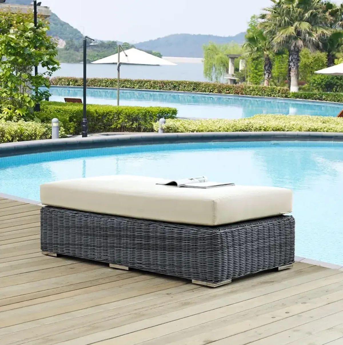 Modway Summon Outdoor Patio Sunbrella Rectangle Ottoman