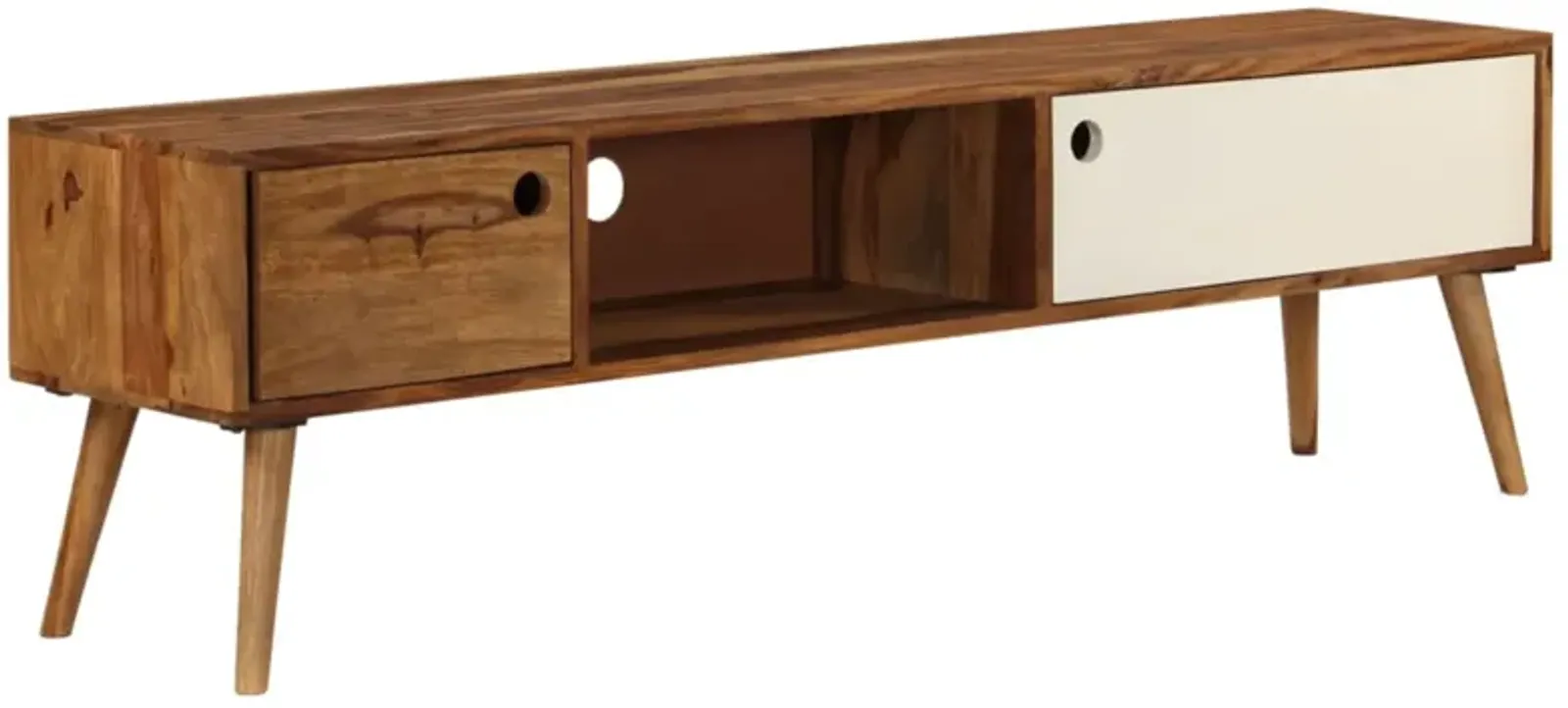 vidaXL TV Cabinet 55.1"x11.8"x15.7" Solid Sheesham Wood