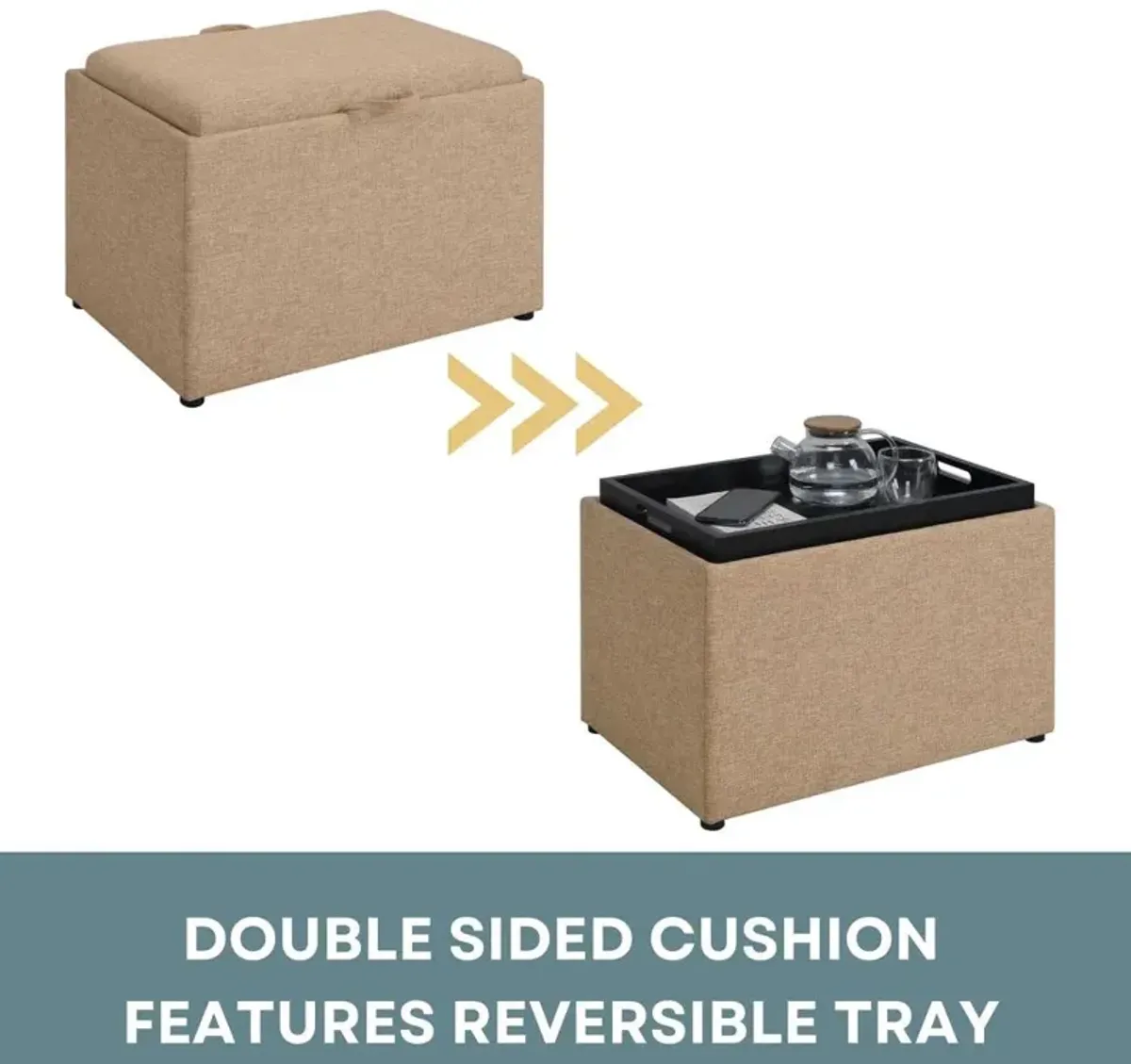 Convience Concept, Inc. Designs4Comfort Accent Storage Ottoman with Reversible Tray