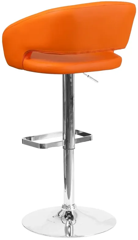 Flash Furniture Erik Comfortable & Stylish Contemporary Barstool with Rounded Mid-Back and Foot Rest, Adjustable Height - Orange Vinyl with Chrome Base