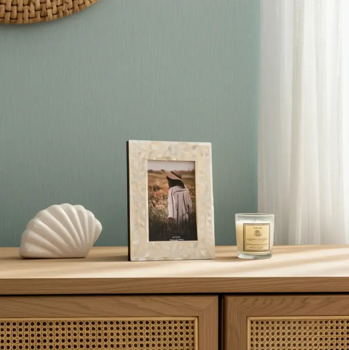 5x7 Ivory Mother of Pearl Photo Frame