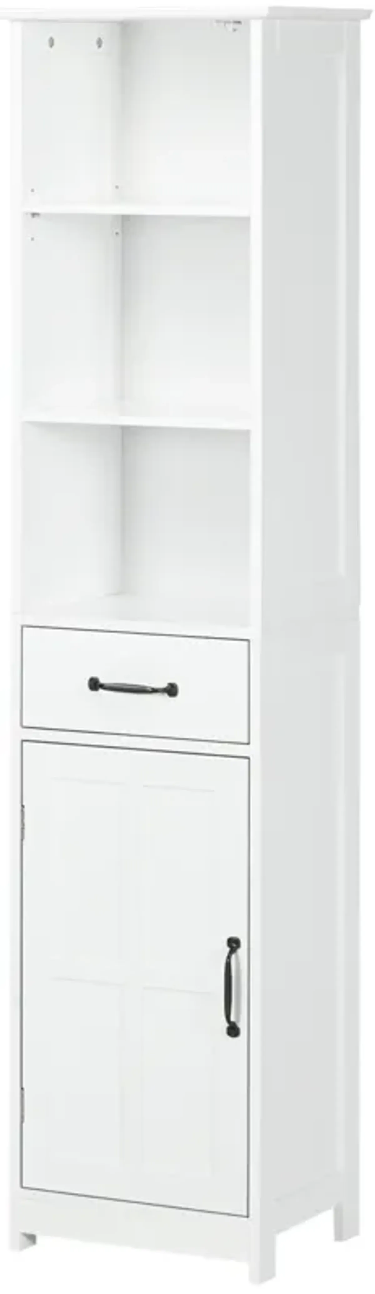 kleankin Bathroom Storage Cabinet Linen Tower with 3 Open Shelves White