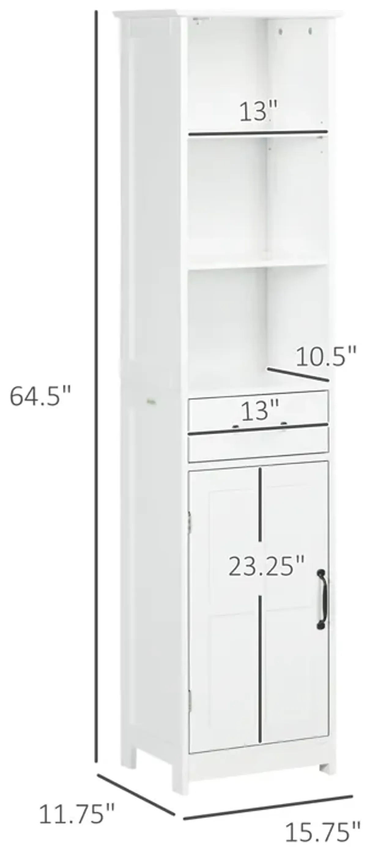 kleankin Bathroom Storage Cabinet Linen Tower with 3 Open Shelves White