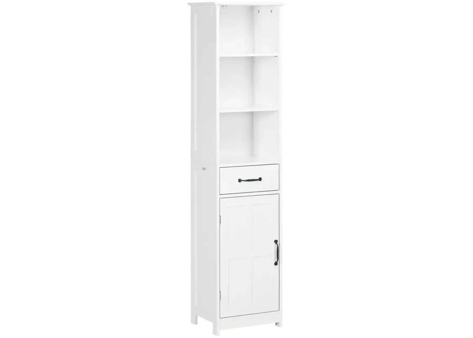 kleankin Bathroom Storage Cabinet Linen Tower with 3 Open Shelves White