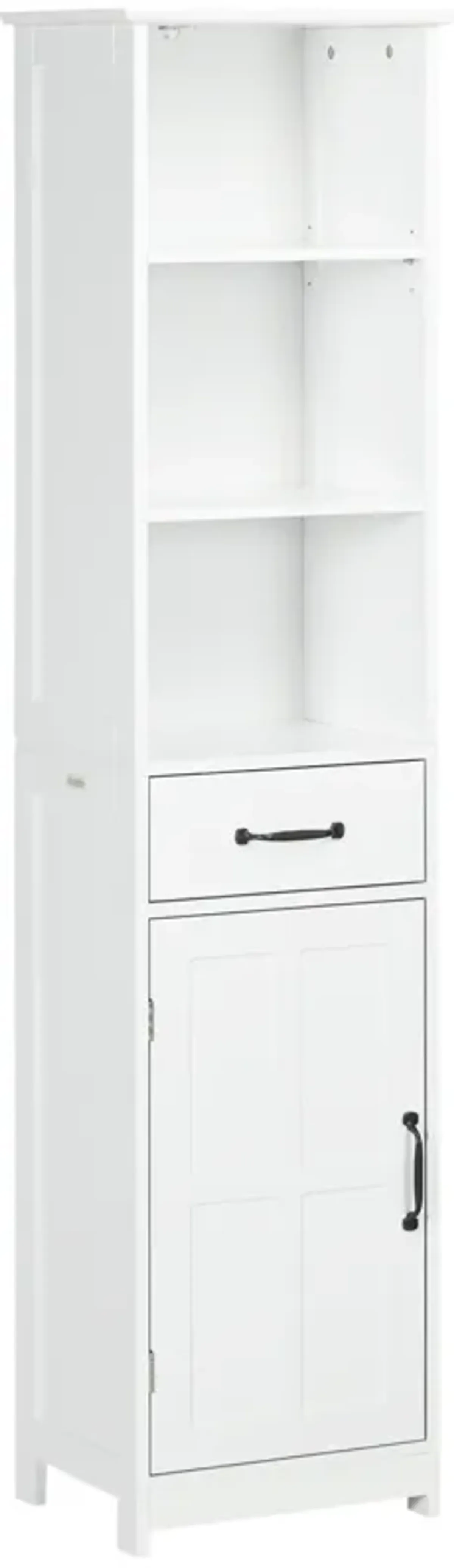 kleankin Bathroom Storage Cabinet Linen Tower with 3 Open Shelves White