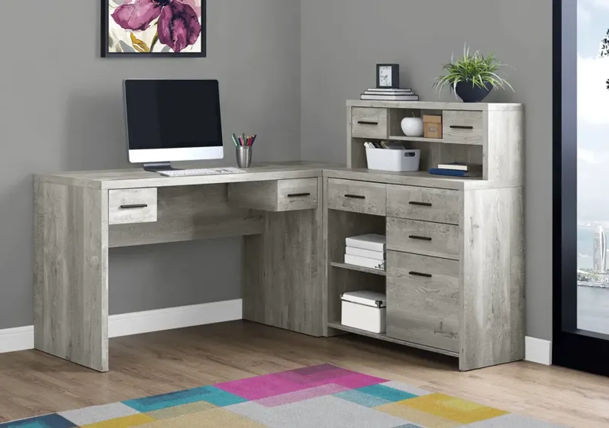 Monarch Specialties Computer Desk, Home Office, Corner, Left, Right Set-Up, Storage Drawers, L Shape, Work, Laptop, Laminate, Grey, Contemporary, Modern