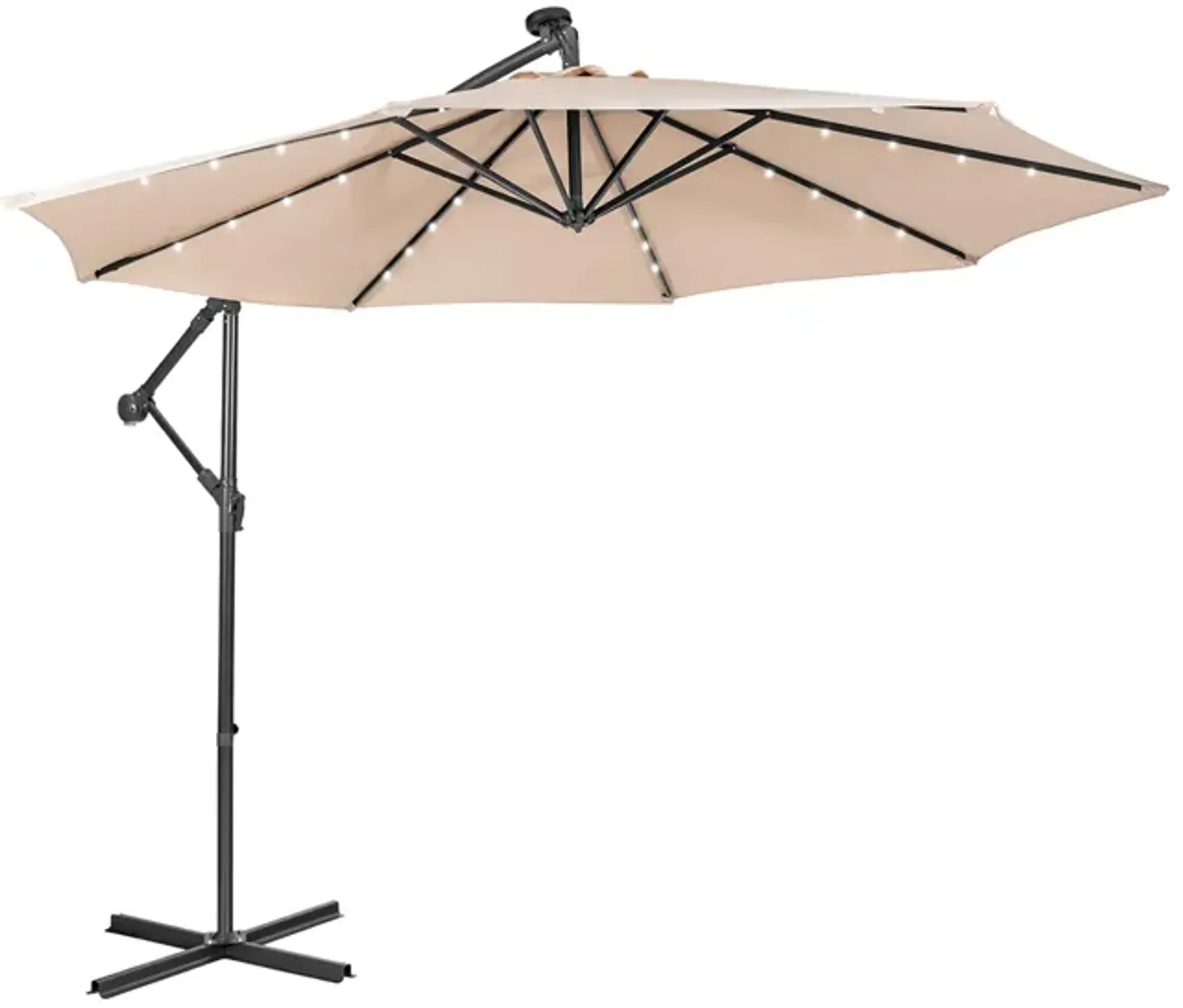 10 Feet Patio Solar Powered Cantilever Umbrella with Tilting System