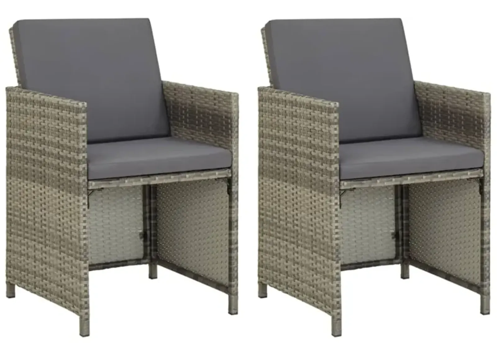 vidaXL Garden Chairs 2 pcs with Cushions Poly Rattan Gray