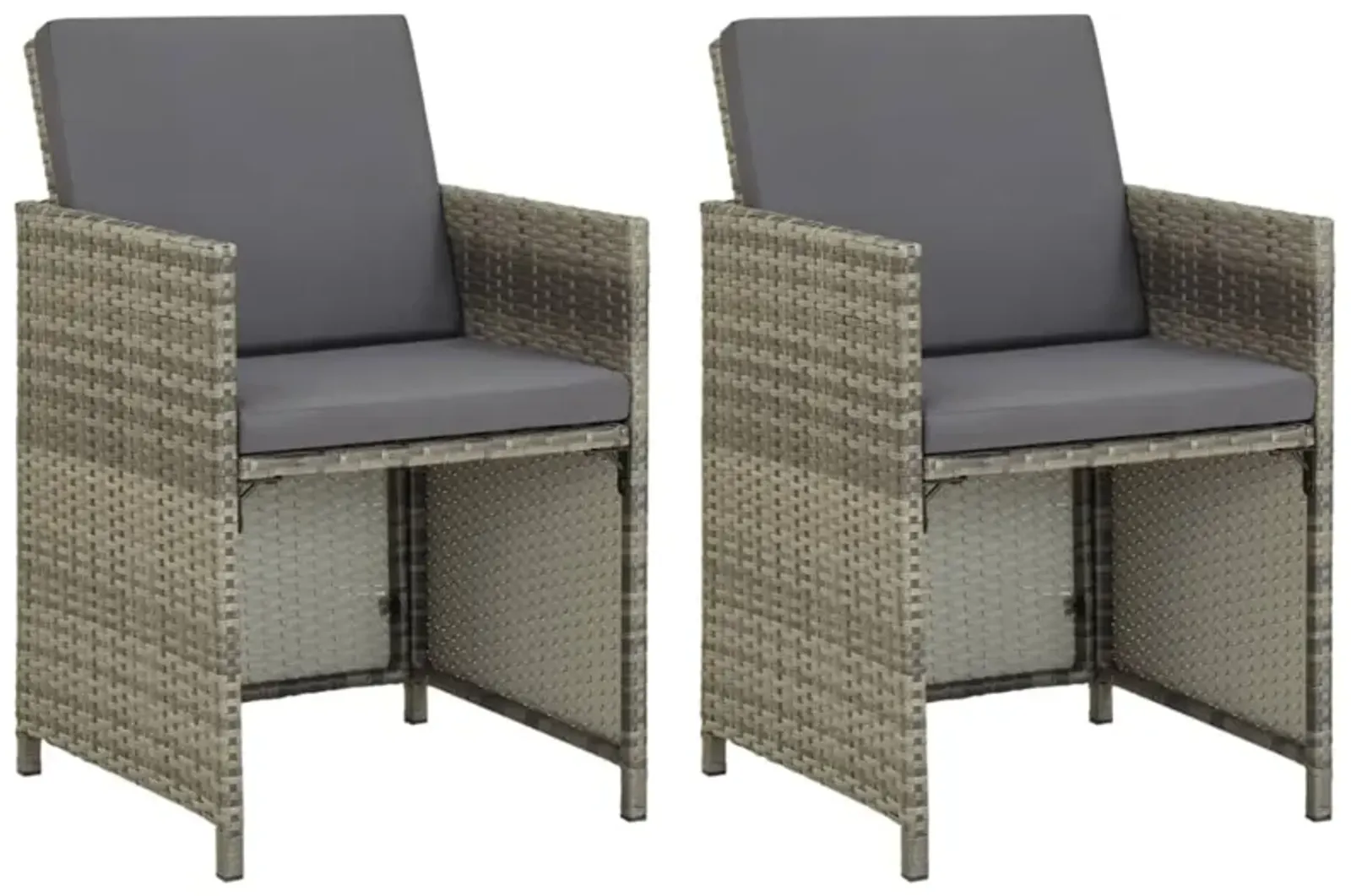 vidaXL Garden Chairs 2 pcs with Cushions Poly Rattan Gray