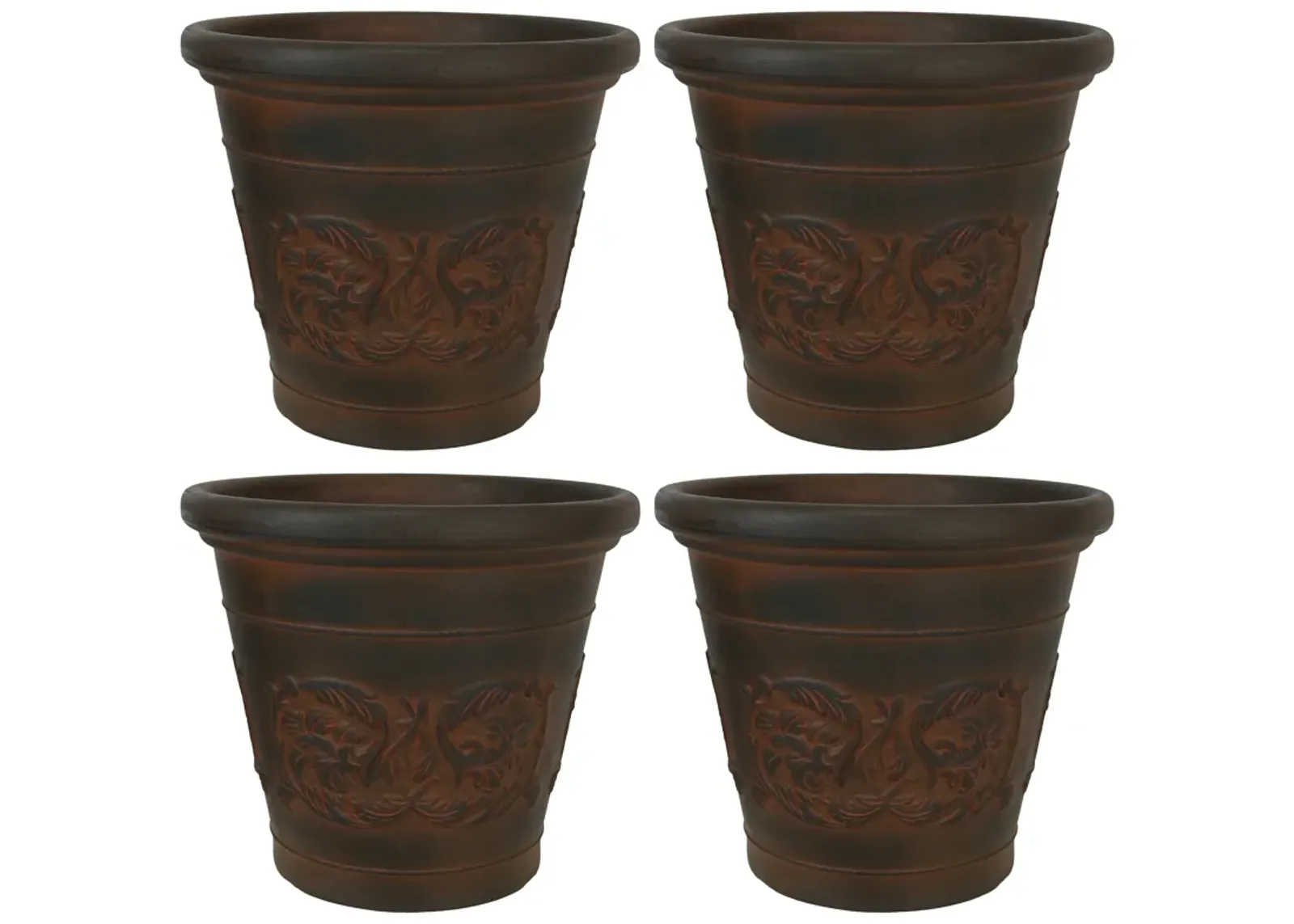 Sunnydaze 16 in Arabella Dual-Wall Polyresin Planter - Rust