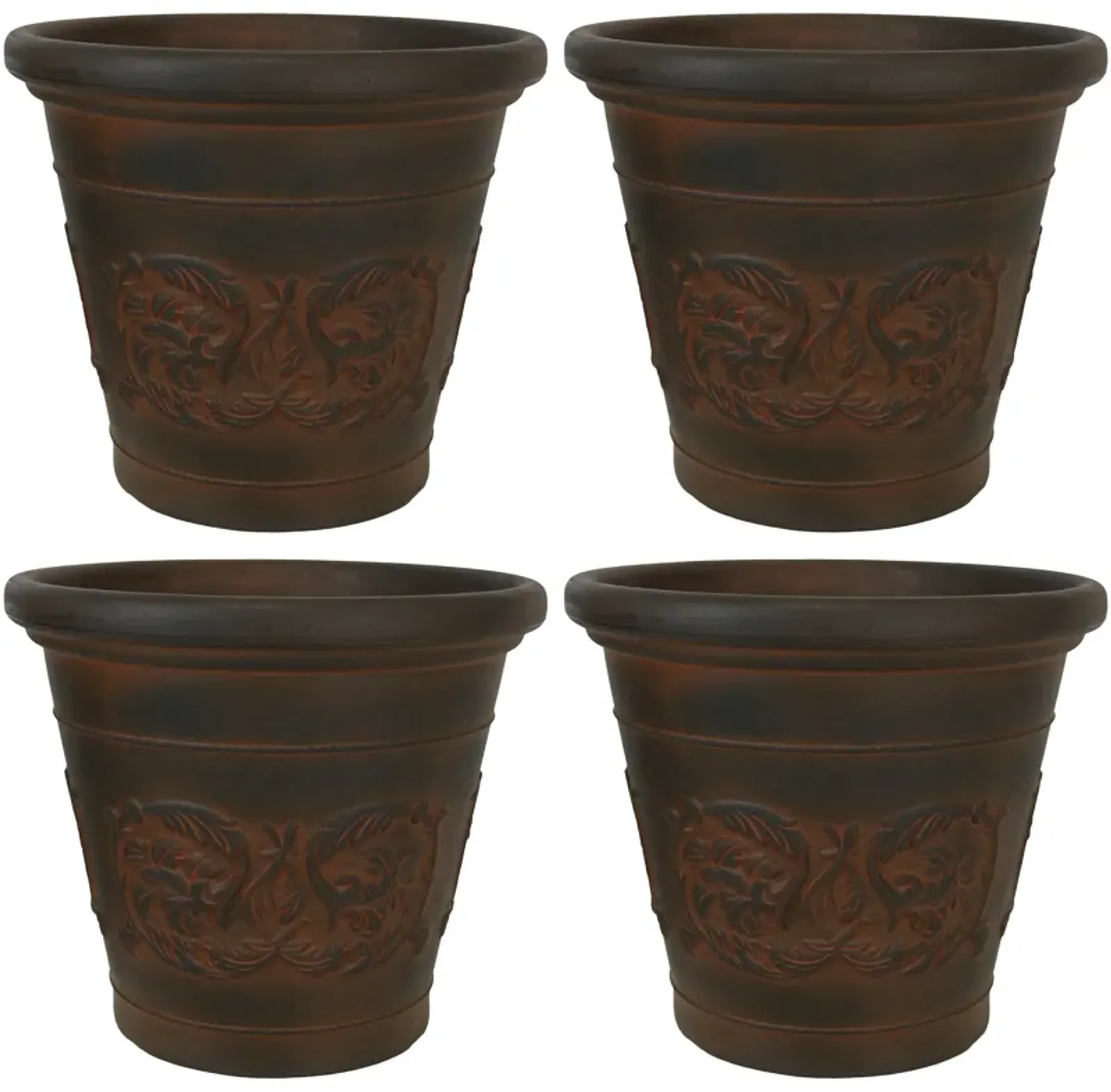 Sunnydaze 16 in Arabella Dual-Wall Polyresin Planter - Rust