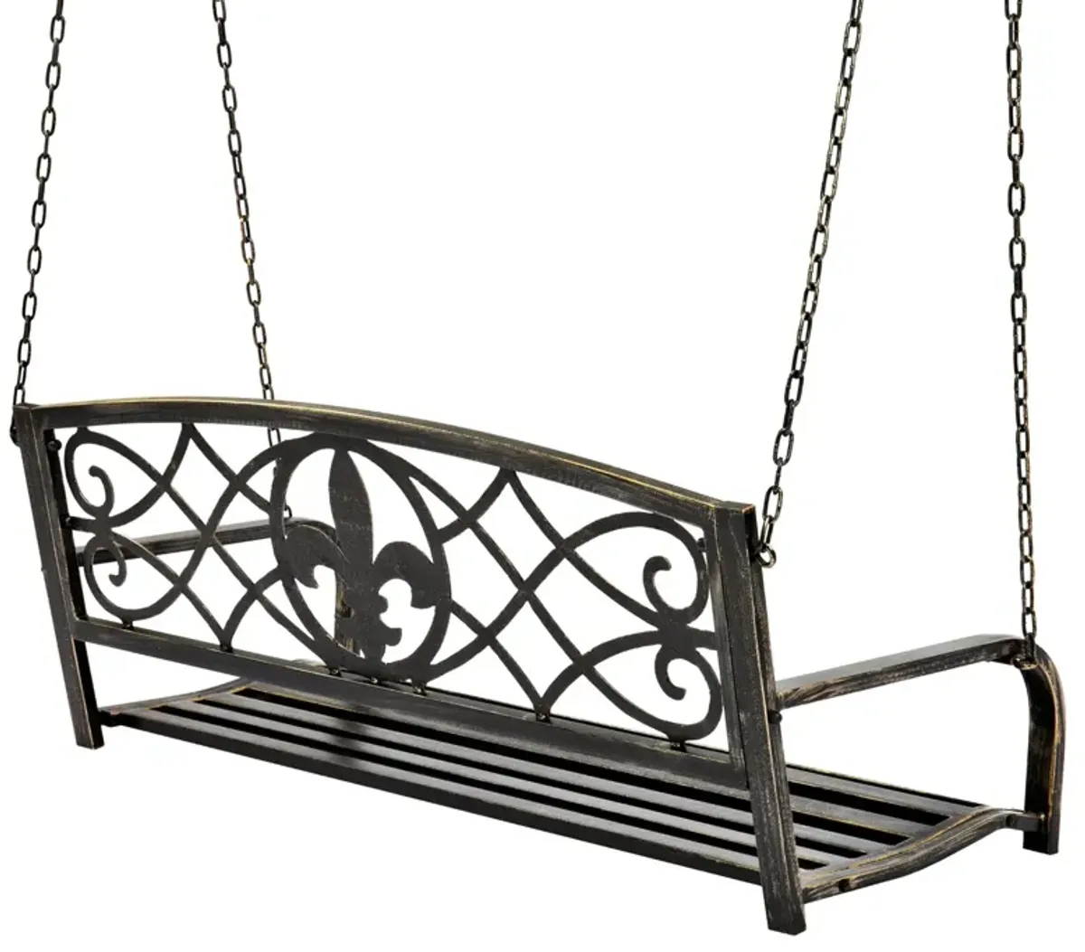 Hivvago Farm Home Bronze Sturdy 2 Seat Porch Swing Bench Scroll Accents