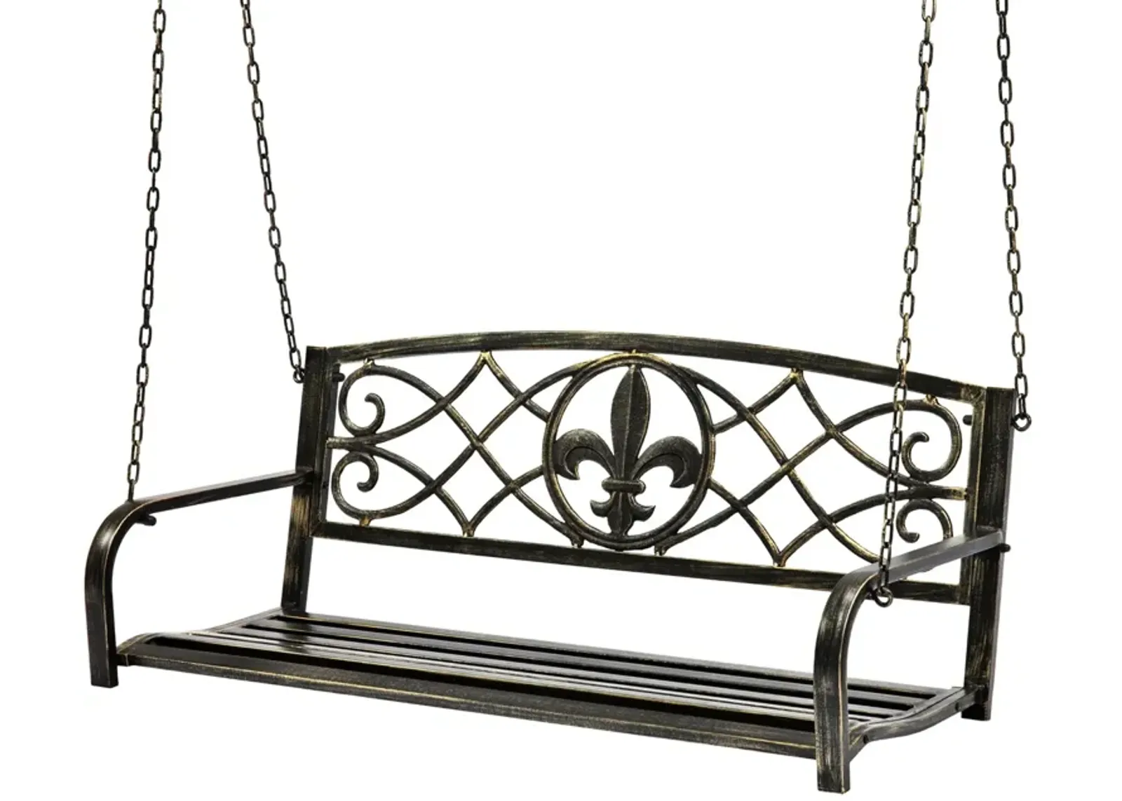 Hivvago Farm Home Bronze Sturdy 2 Seat Porch Swing Bench Scroll Accents