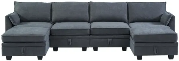 Modern Large U-SHAPED Modular Sectional Sofa, Convertible Sofa Bed with Reversible Chaise for Living Room, Storage Seat