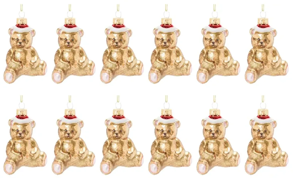 Teddy Bear Ornament (Set of 12) 3.75"H Glass