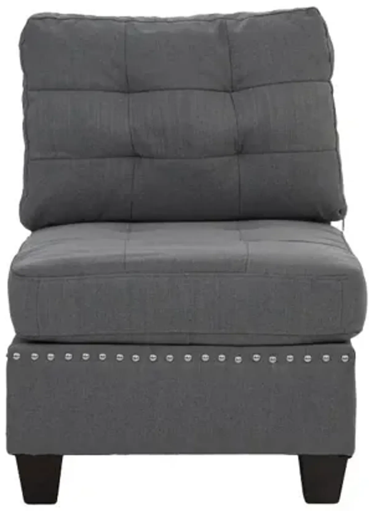 Streamdale Tufted Grey Armless Chair with Wooden Legs