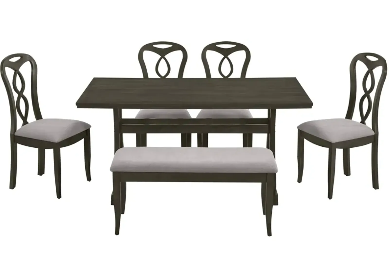 Merax Retro Table with Chairs and Bench Dining Set