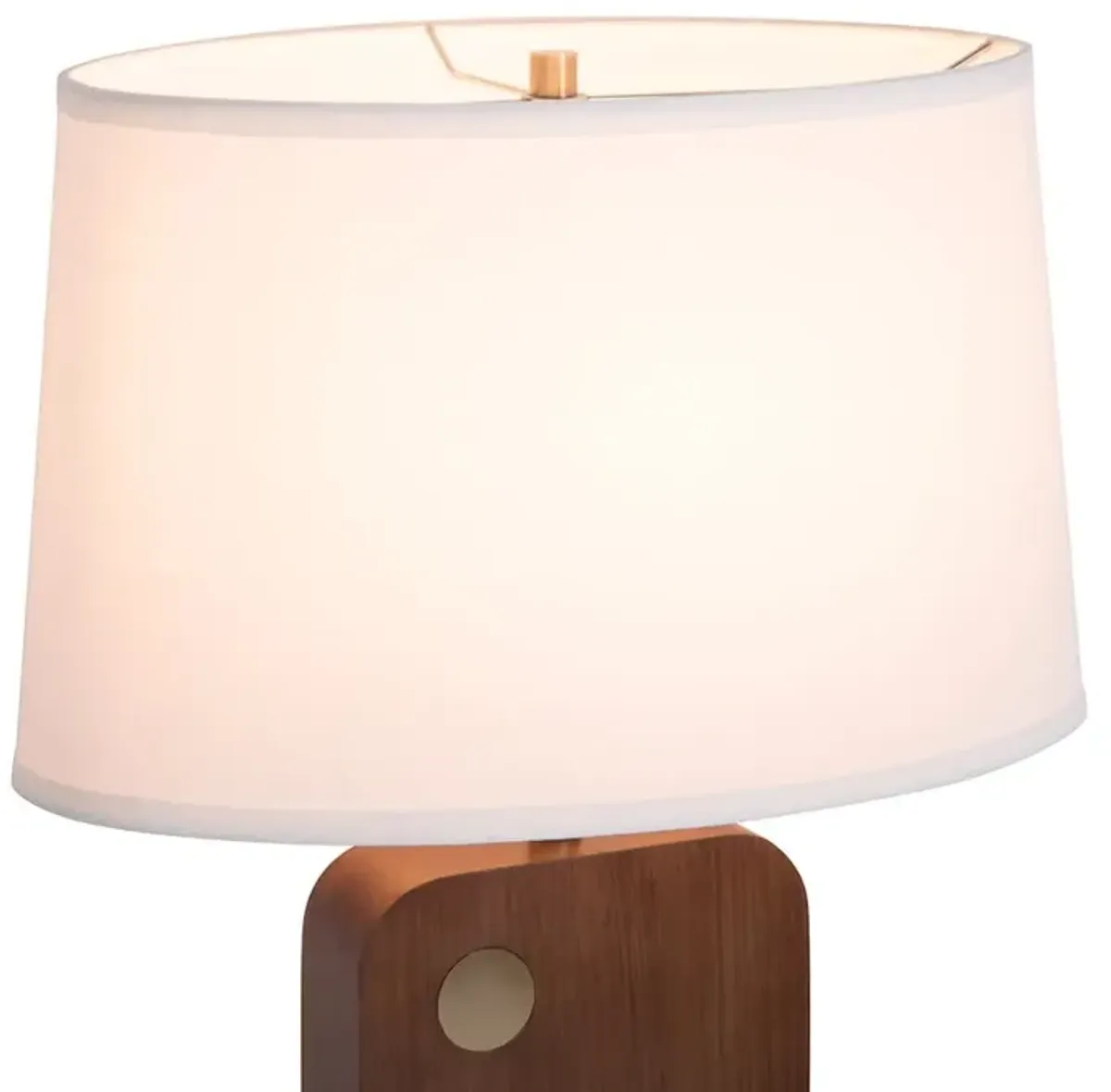 NOVA OF CALIFORNIA Laurel Table Lamp - Dark Walnut Wood Finish, Weathered Brass, White Linen Shade