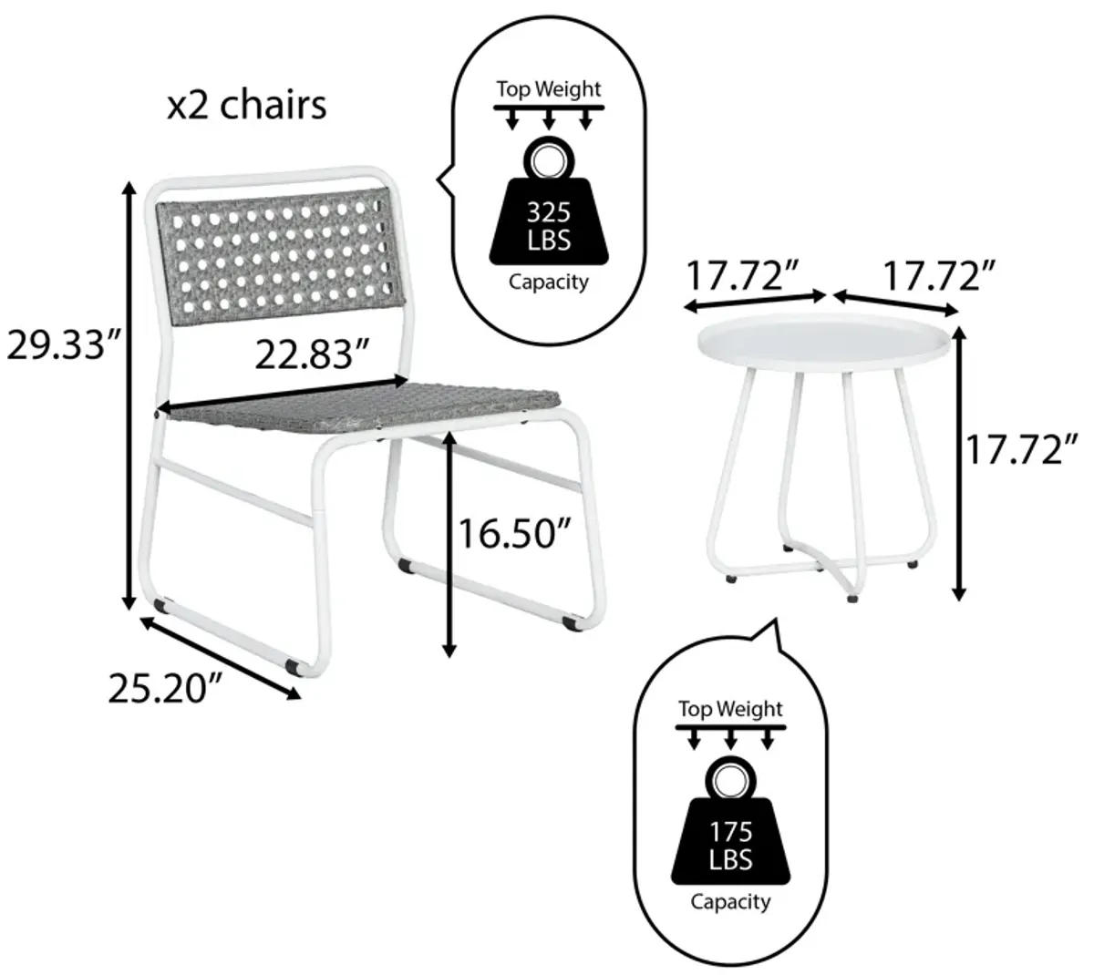 Freja 3-Piece Mid-Century Modern Faux Rattan Conversation Outdoor Patio Set