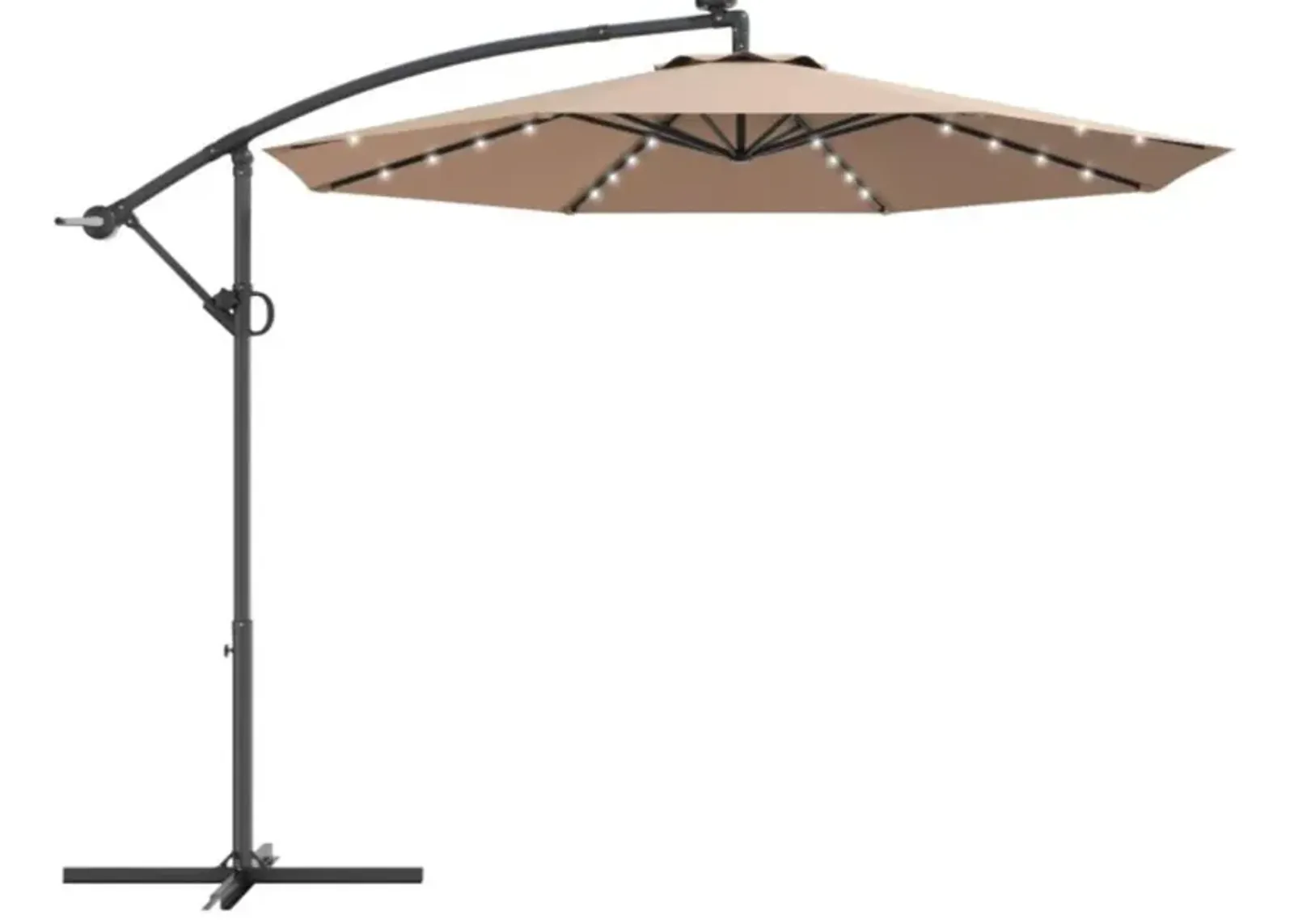 Hivvago 10 Feet 360° Rotation Solar Powered LED Patio Offset Umbrella without Weight Base