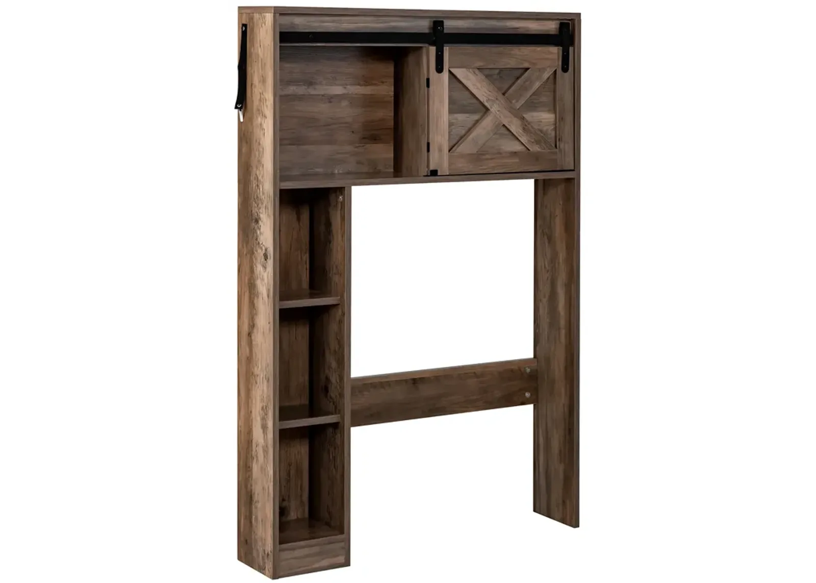 Costway Over the Toilet Bathroom Storage Cabinet with Sliding Barn Door Rustic Brown