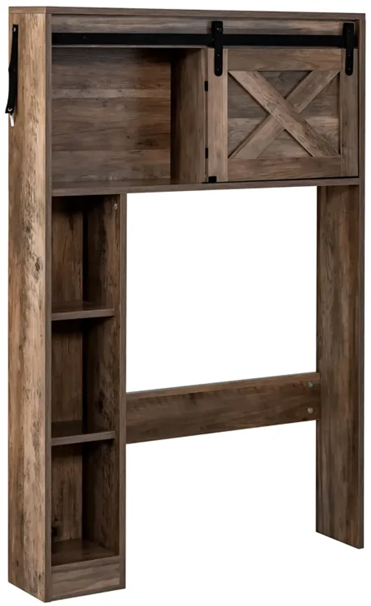 Costway Over the Toilet Bathroom Storage Cabinet with Sliding Barn Door Rustic Brown