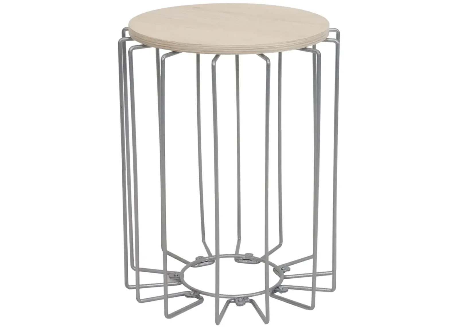 Sunnydaze Steel Wire End Table with Faux Woodgrain Tabletop