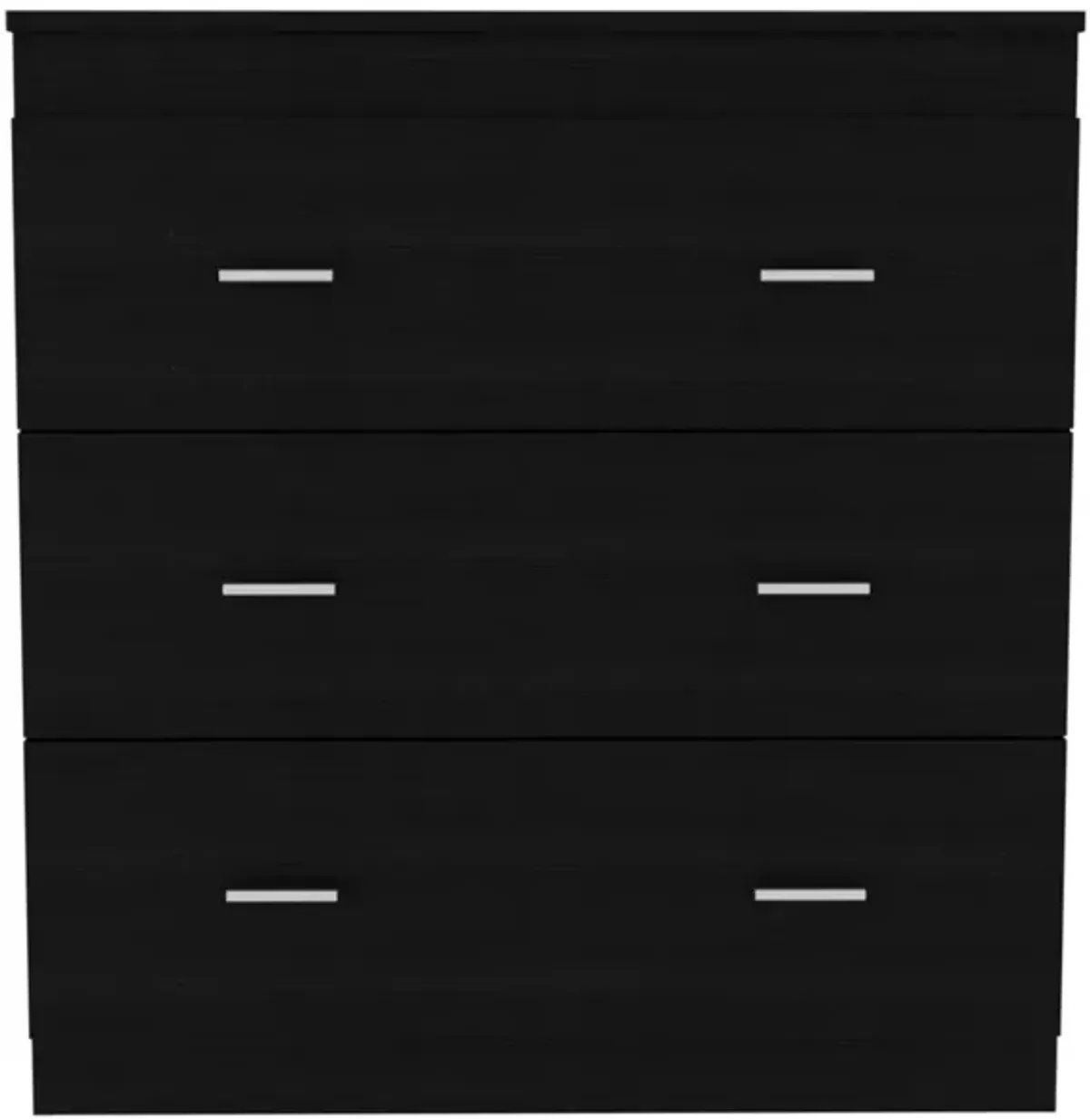 Georgia Three Drawer Dresser, Metal Handles, Superior Top - Black