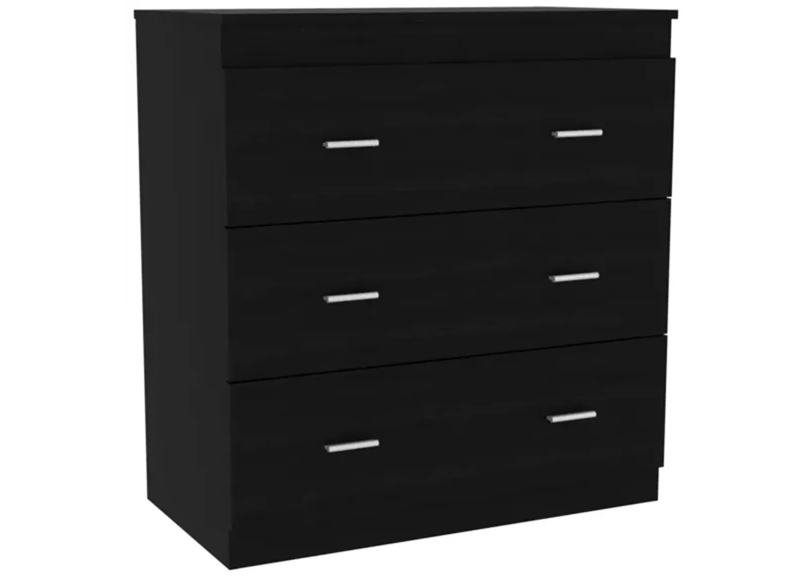 Georgia Three Drawer Dresser, Metal Handles, Superior Top - Black