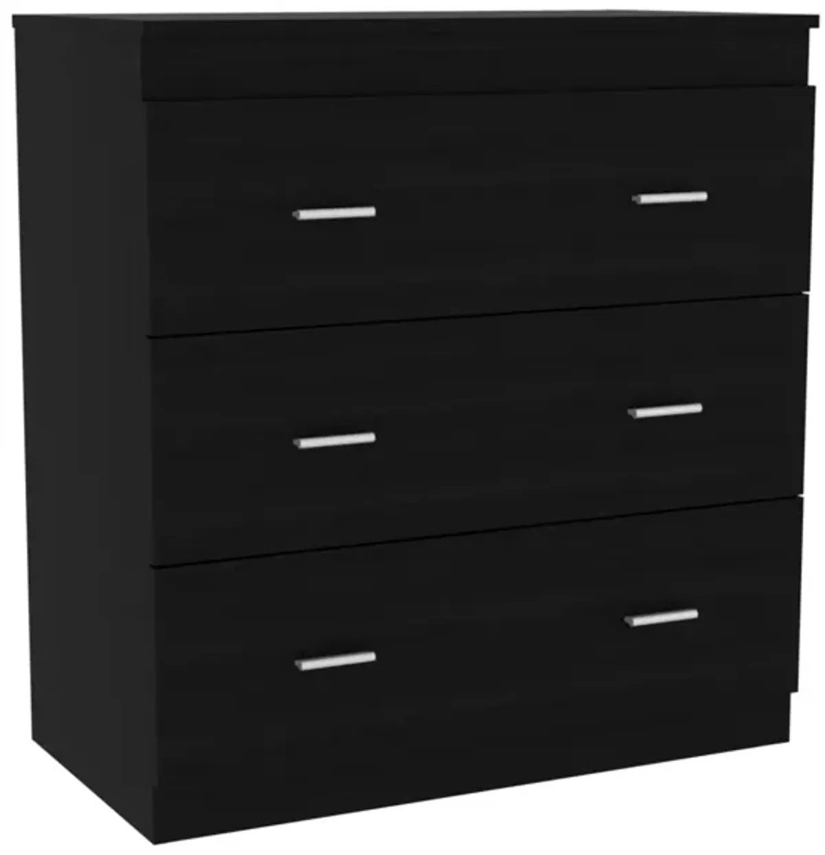 Georgia Three Drawer Dresser, Metal Handles, Superior Top - Black