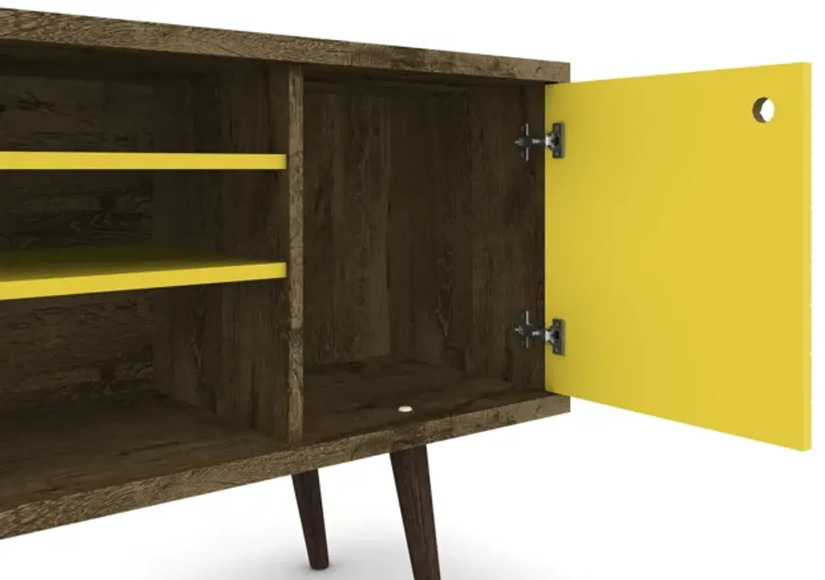 Liberty Medium TV Stand in Brown and Yellow