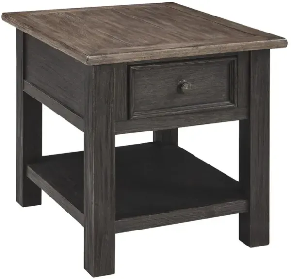 Wooden End Table with One Drawer and One Shelf, Brown and Black-Benzara