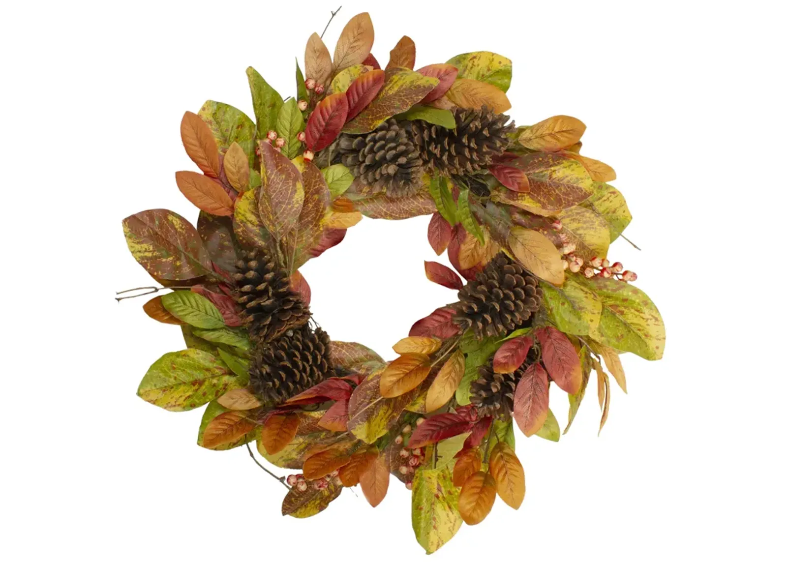 Leaves and Berries Twig Artificial Thanksgiving Wreath - 26-Inch  Unlit