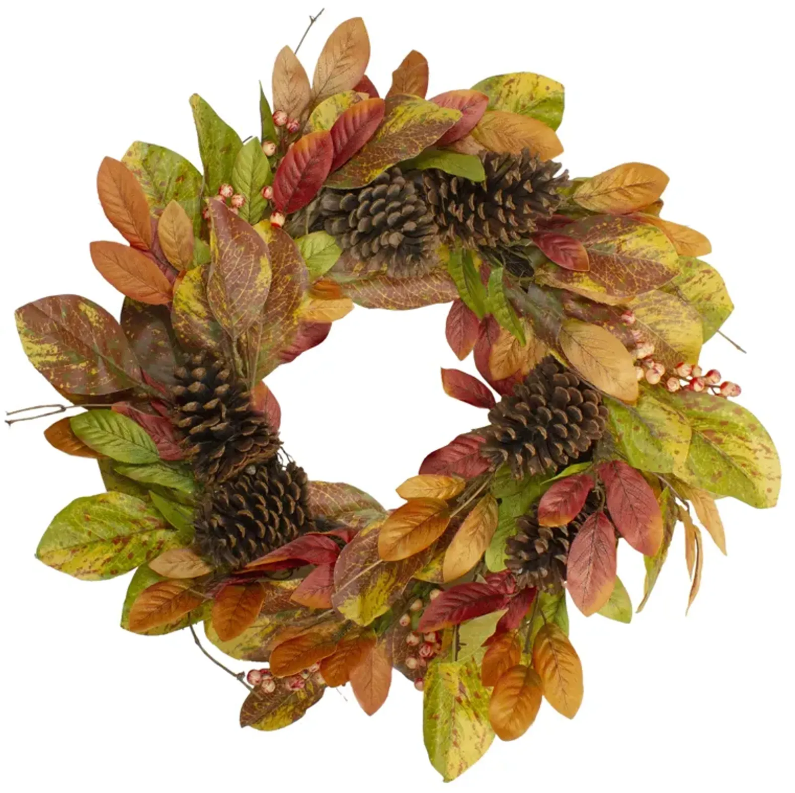 Leaves and Berries Twig Artificial Thanksgiving Wreath - 26-Inch  Unlit