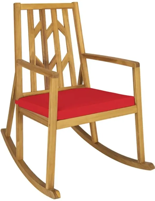 Patio Acacia Wood Rocking Chair Sofa with Armrest for Garden and Deck