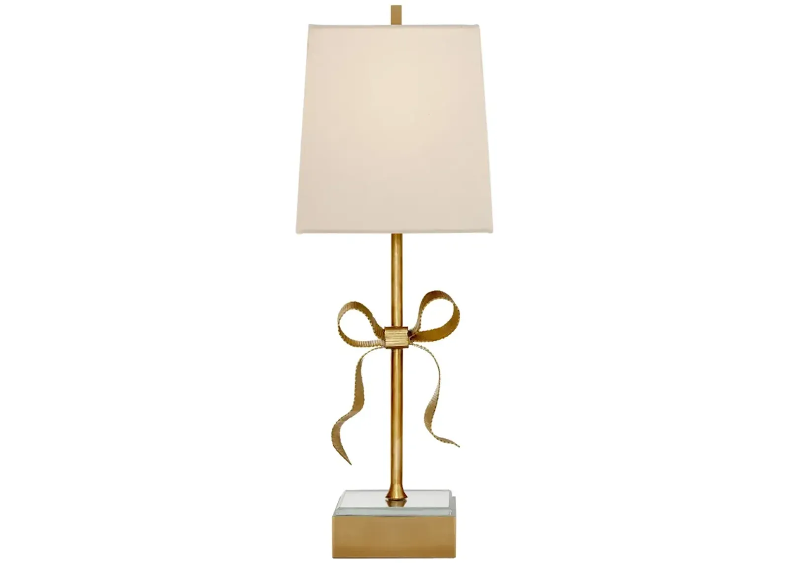 Ellery Gros-Grain Bow Table Lamp in Soft Brass