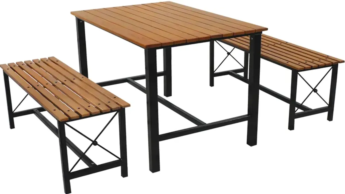 Sunnydaze 3-Piece European Chestnut Patio Dining Set