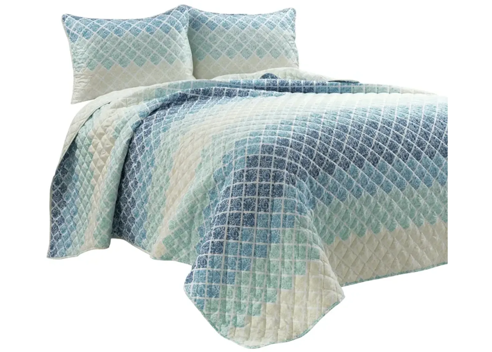 Medallion Ombre Reversible Oversized Quilt 3Pc Set