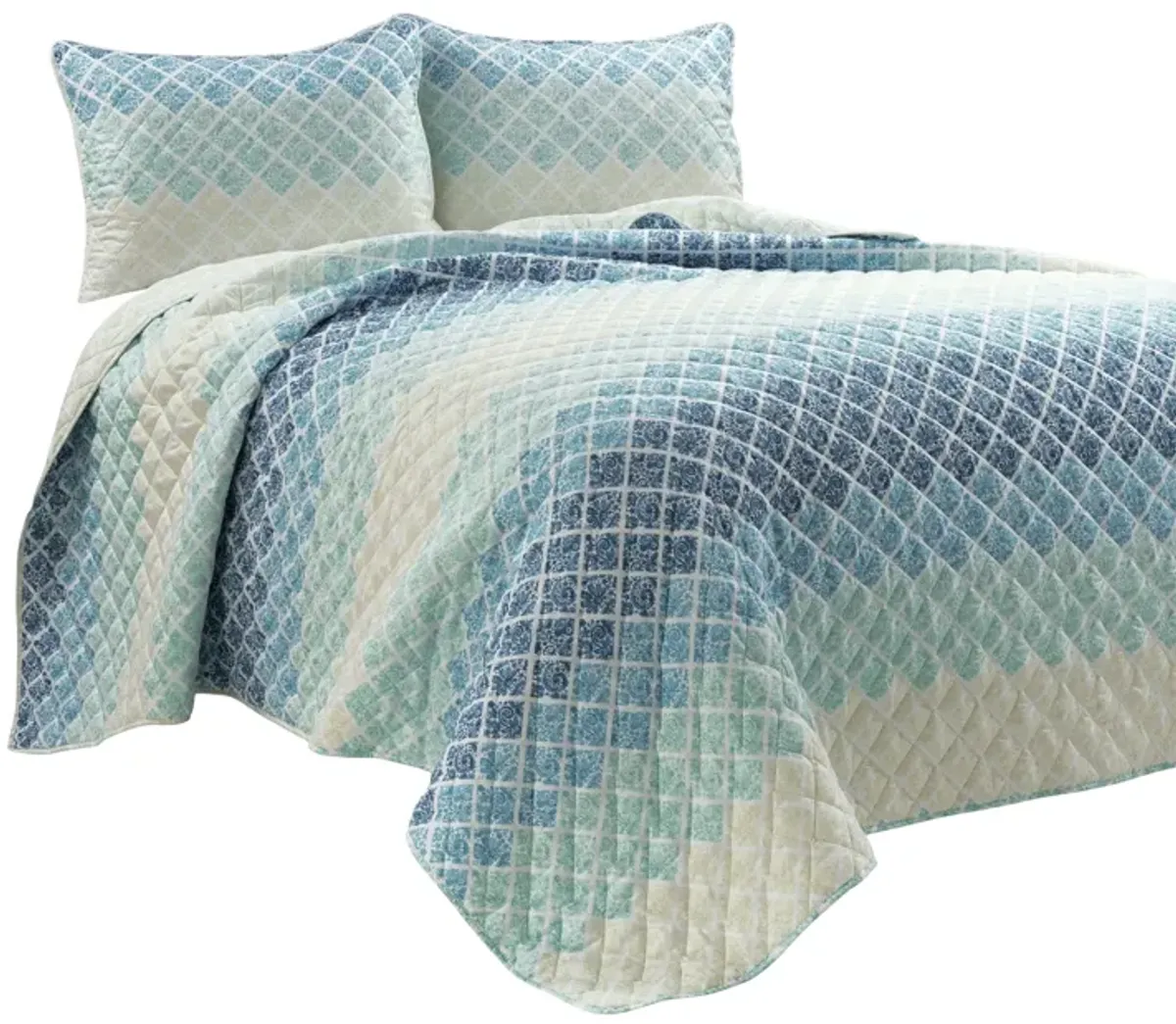 Medallion Ombre Reversible Oversized Quilt 3Pc Set