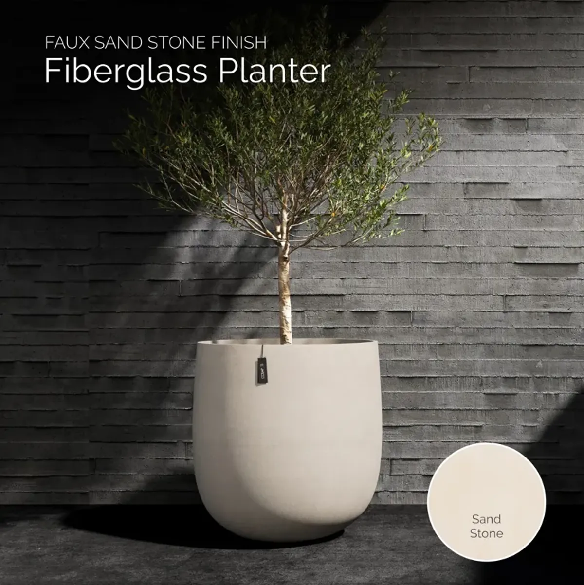 COSAPOTS Mondo Large Planter - Fiberglass Indoor/Outdoor and Weather-Resistant Round Planter.