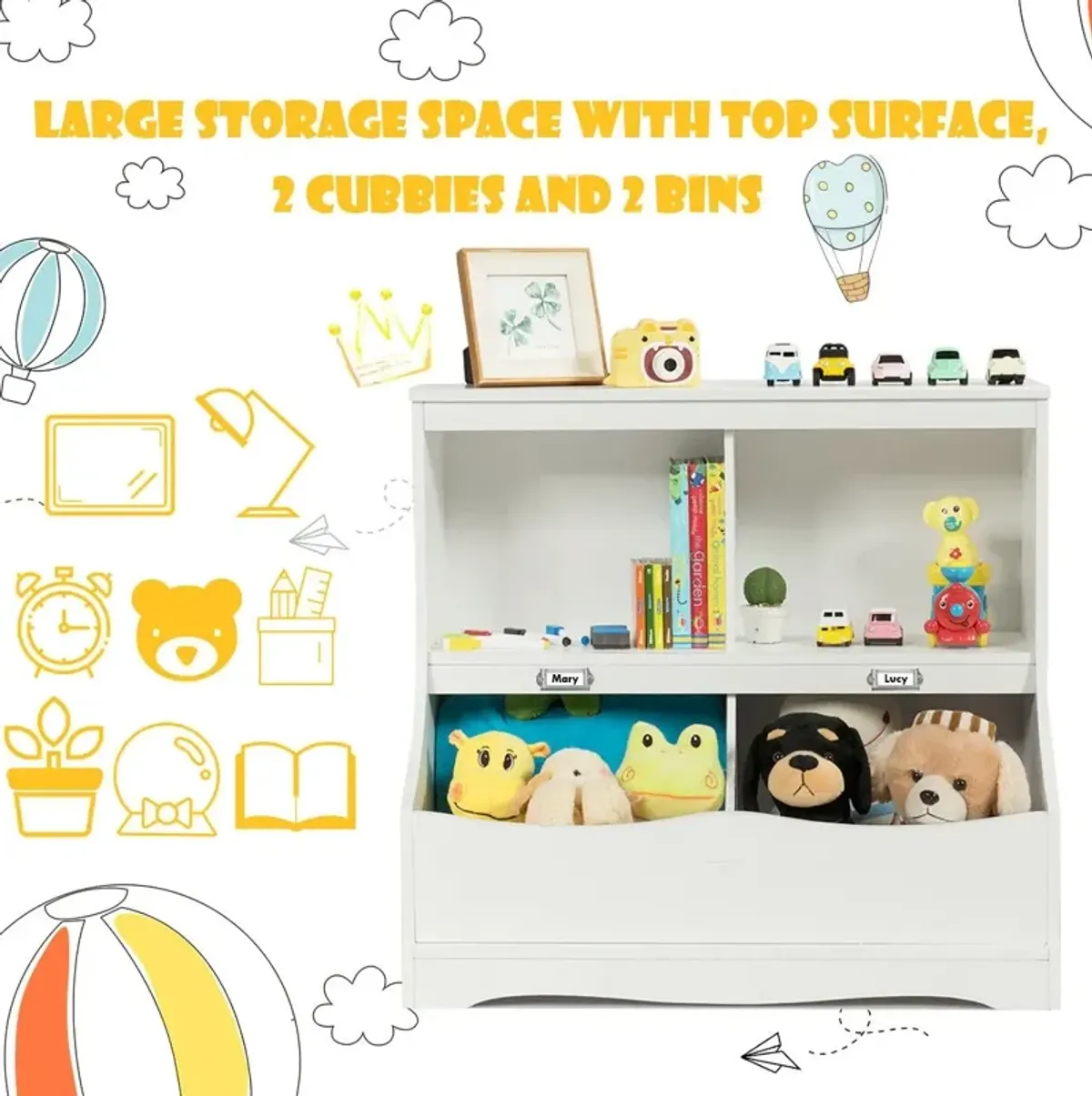 Kids Floor Cabinet Multi-Functional Bookcase