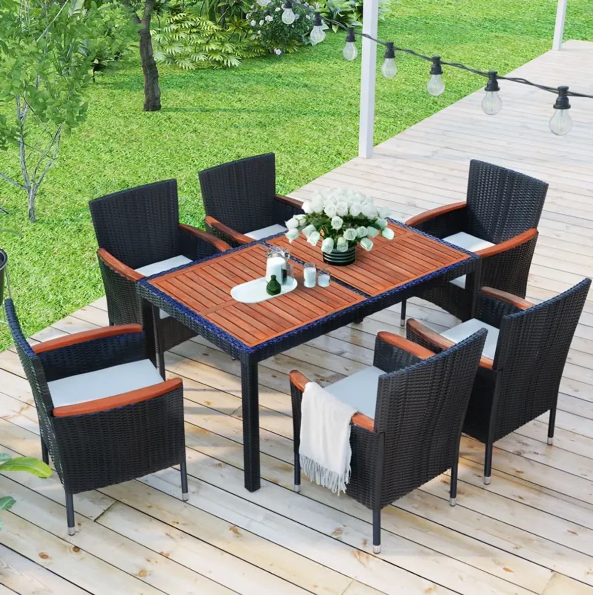 Merax 7-Piece Outdoor Patio Dining Table and Chairs Set