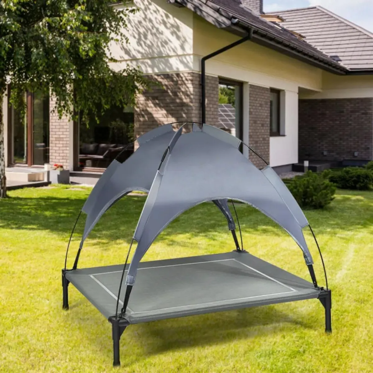 Hivvago Portable Elevated Outdoor Pet Bed with Removable Canopy Shade