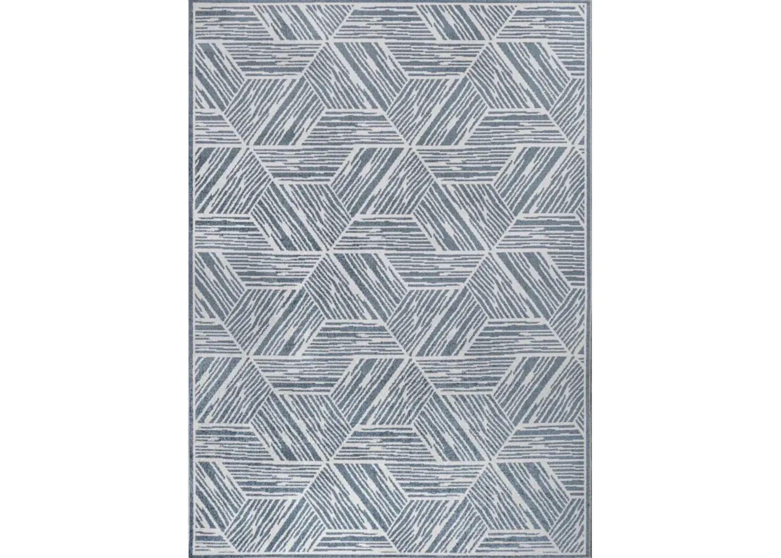 Vector Modern Coastal Geometric Machine-Washable Blue/Cream 3 ft. x 5 ft. Area Rug